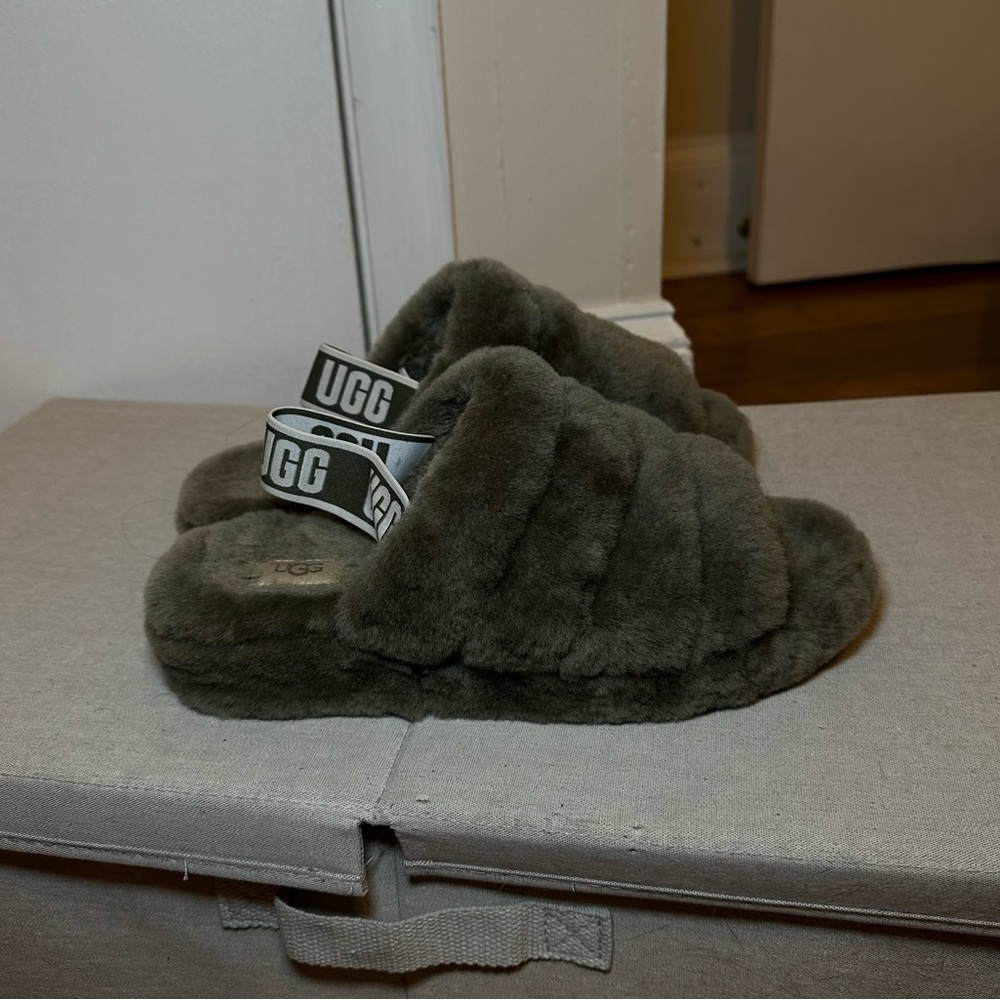 Ugg fluff yeah slides burnt olive